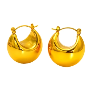 Polished 18K gold-plated chunky crescent hoop earrings with a high-shine finish