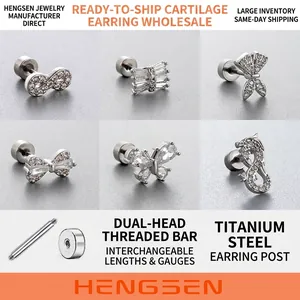 Titanium Steel Stud Earrings Butterfly Infinity Dragon Heart Cubic Zirconia Screw Back Piercing Jewelry For Women