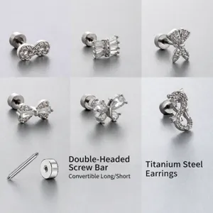 Titanium Stalen Oorknopjes Vlinder Oneindigheid Draak Zirkonia Schroefsluiting Piercing Sieraden Voor Dames