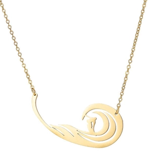 Collier Pendentif Vague Surfeur Minimaliste En Acier Inoxydable Au Design Ajouré Bijou De Mode Vacances À La Plage