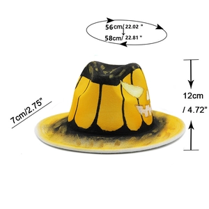 Guide des tailles du chapeau citrouille Halloween: 56-58cm de tour et 12cm de haut