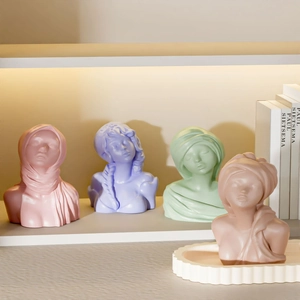 Morandi goddess bust silicone molds for DIY resin candles in four elegant colors