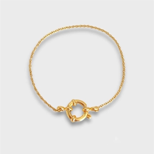 Detail of gold titanium steel bracelet featuring a round spring sailor clasp design