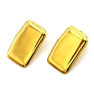 Boucles d'oreilles carrées minimalistes en acier inoxydable doré à surface polie