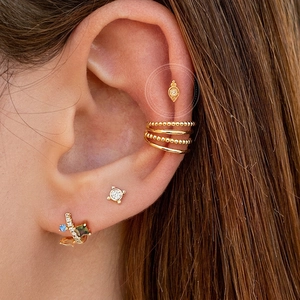 925 silver geometric teardrop earrings set with cubic zirconia and colored gemstones