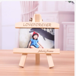 Creative 7-inch solid wood easel picture frame with Love Forever engraving on wooden desk