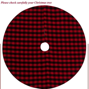 Classic red and black buffalo plaid Christmas tree skirt for festive holiday home decoration