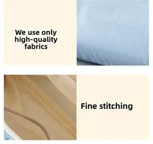 Detailed macro view showing the fine stitching and soft fabric texture of the blue pencil case