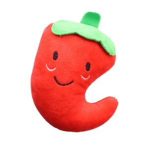 Peluche cigolante a forma di peperoncino rosso con viso ricamato per cani e gatti