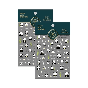 Cute panda nail stickers set with bamboo and star patterns for nail art decoration