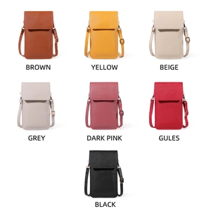 Minimalist touchscreen mobile phone crossbody bags in seven various solid colors