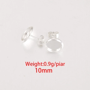 Detailed view of 10mm silver stainless steel stud earring base for DIY jewelry making