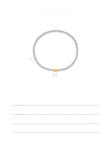 Detailed size specifications for a 925 sterling silver beaded bracelet with gold bead