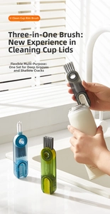 Three-in-one multifunctional brush cleaning deep crevices and gaps on a bottle lid
