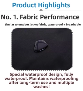 Detail showing waterproof and breathable black synthetic fabric for kitchen aprons