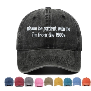 Casquette de baseball rétro en coton délavé avec texte brodé et plusieurs couleurs