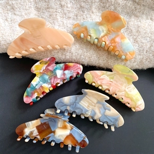 Acetate Hair Claw Clip Large Shark Clip Marble Pattern French Style Elegant Headwear For Women Strong Hold