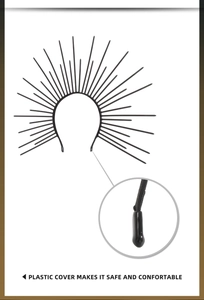 Detail of sunburst crown headband featuring protective rubber tips for safety and comfort