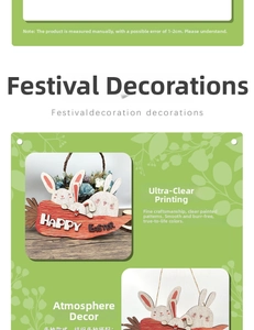 Detailed view of wood Easter rabbit sign with Happy Easter print and hemp rope