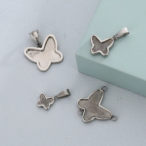 DIY stainless steel butterfly jewelry pendants for necklace making in four pieces set