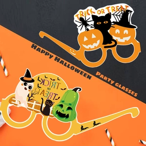 Halloween Party Paper Glasses Cute Pumpkin Ghost Photo Booth Props Festive Dress Up