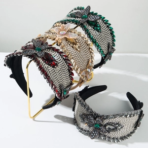 Baroque Butterfly Rhinestone Headband Luxury Velvet Wide Hair Hoop Glamorous Party Accessory For Women