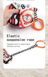 Soft newborn cloth book detail showing high rebound fabric and elastic suspension rope