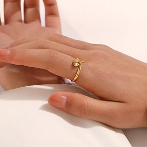 Snake Ring 18K Gold Plated Stainless Steel Adjustable Polished Retro Minimalist Ethnic Style Jewelry For Women