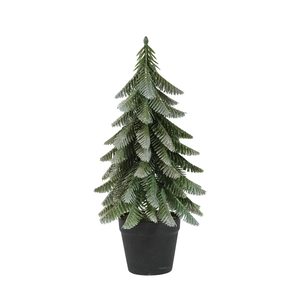 Mini artificial Christmas snow tree in black pot for festive tabletop home decoration