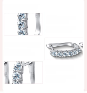 Detailed info for 925 sterling silver moissanite earrings with D VVS1 grade certification