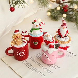 Christmas Ornaments Resin Santa Snowman Gingerbread Man Gnome Cup Desktop Decor Cartoon Festive Holiday Gift