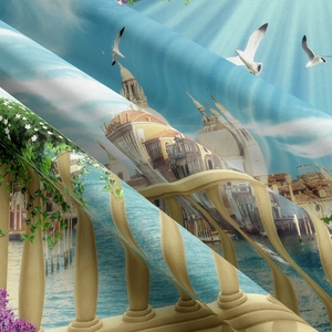 Detail der Venedig-Kanallandschaft auf dickem Polyestergewebe mit Fokus auf die Textur