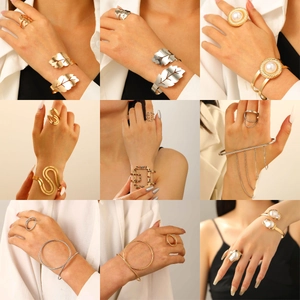 Pulsera Abierta y Anillo con Estampado de Leopardo Geométrico Joyería para Mujer Joyería de Moda Exagerada Personalizada Ajustable