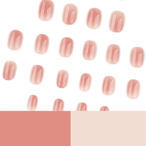 Pink gradient jelly texture oval press-on nails set with glossy finish and diverse sizes