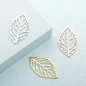 Hollow Leaf Pendants Stainless Steel DIY Jewelry Making Findings Leaf Texture Charms For Necklaces Earring Accessories