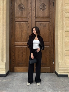Women Pure Cotton Loungewear Zip Up Long Sleeve Jacket And Drawstring Straight Leg Sweatpants Solid Color Casual Style