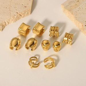 Chic 18K gold plated stainless steel ear cuff set with five assorted minimalist designs