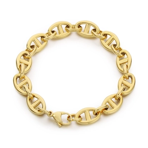 Classic gold stainless steel pig nose oval link chain bracelet with lobster clasp