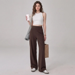 Ensemble pantalon de yoga large taille haute et haut court côtelé pour sport et extérieur