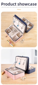 Macro view showing internal compartments of the pink PU leather portable jewelry box
