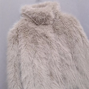 Chic french style high neck faux fur oat beige vest for versatile autumn women fashion