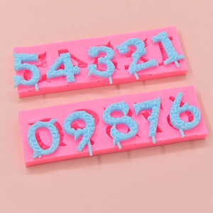 Pink 0-9 number silicone mold with embossed vine texture for baking and DIY cakes