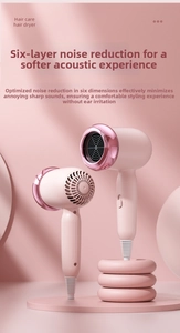 Asciugacapelli portatile rosa con dettagli oro rosa e riduzione del rumore a sei livelli
