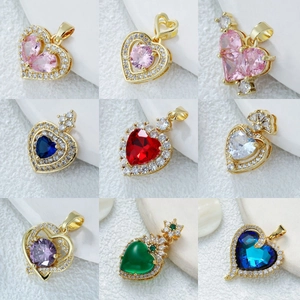 Collier Pendentif Cœur Cuivre Plaqué Or Micro Pavé Zircone Mode Bijoux Romantiques Pour Femmes Cadeau Accessoire