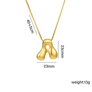 Polished 18k gold plated titanium steel balloon letter A pendant necklace for women