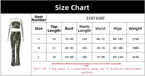 Tabella taglie dettagliata per set estivo da donna con crop top tie-dye e pantaloni