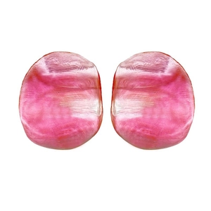 Irregular pink acrylic geometric earrings with silver needles and brushed texture