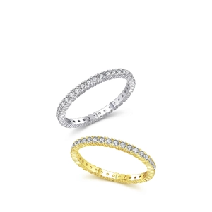 Bagues éternité élégantes en argent sterling S925 avec zircons cubiques ronds pavés brillants