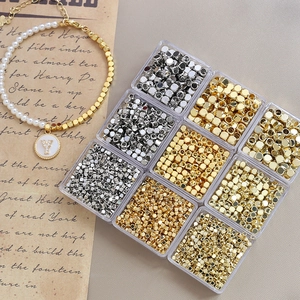 Cube Spacer Beads Gold Plated Copper Brass Square Dice Shape Small Metal Beads For DIY Jewelry Making Bracelets