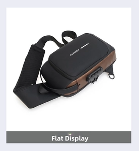 Detailed view of anti-theft combination lock and breathable strap on crossbody chest bag